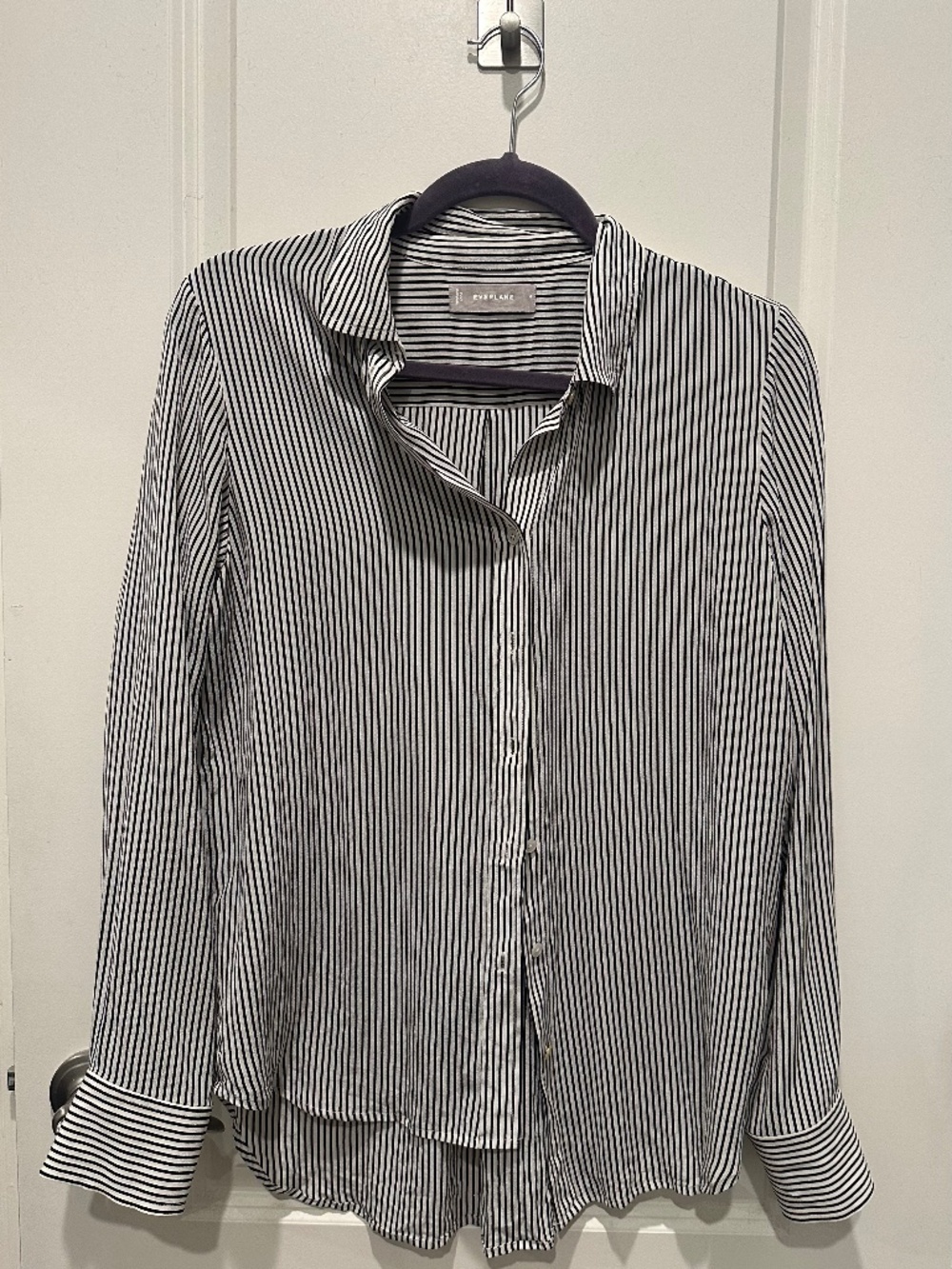 EUC EVERLANE - 100% Silk Striped Button Up Shirt, 4